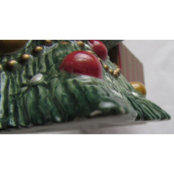 Fitz and Floyd Wee Christmas Tree ceramic with red candle candle holder smiley - Picture 4 of 10